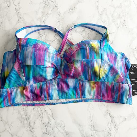 Torrid Multicolor Endless Stripe Push-up Demi Bikini Top Size 4X New with Tags - Picture 3 of 9